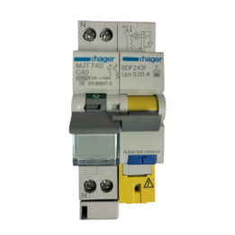 Hager - Disjoncteur 40A courbe C + Bloc différentiel 40A type F - Réf. : BDF240F+MJT740