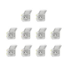 Legrand - Plexo L - LOT de 10 prises de courant 2P+T - 16A - 250V - Composable - Blanc - Ref. : 069621Lx10