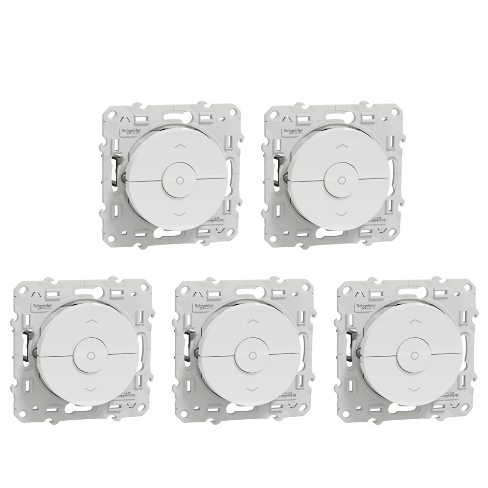Schneider - Odace 2011 - LOT de 5 Interrupteurs volets-roulant montée/descente/stop - Blanc - Ref. : S520208x5