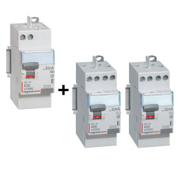 Legrand - LOT de 3 interrupteurs différentiels - DX3 - 2P - 2x40A+1x63A - 30mA - 2 x AC et 1 x A - Réf. : 411611x2 + 411651x1