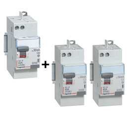 Legrand - LOT de 3 interrupteurs différentiels - DX3 - 2P - 40A - 30mA - 2 x AC et 1 x A - Réf. : 411632x2 + 411638x1