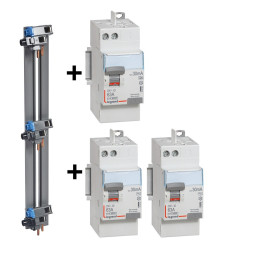 Legrand - LOT de 3 interrupteurs différentiels - DX3 - 2P - 63A - 30mA + peigne 3 rangées - Réf. : 411650x2 + 411651 + 405001