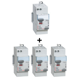 Legrand - LOT de 4 Inter Différentiels DX3 - AUTO - 3ID 40A AC - 1ID 40A  A - Réf. : 411632x3 + 411638