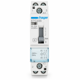 Hager - Contacteur J/N heures creuses - 25A bipolaire pour chauffe-eau - Réf : ETC225
