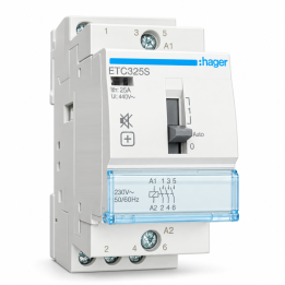 Hager - Contacteur J/N heures creuses - 25A - 3P pour chauffe-eau - silencieux - Réf : ETC325S