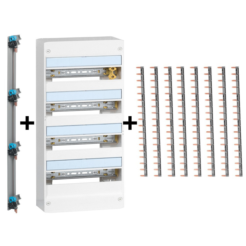 Legrand - DRIVIA - Coffret 4 rangées - 13 modules + Peigne V et H - Ref. : 401214+405002+404926x8