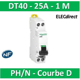 Schneider - DT40 Disjoncteur PH/N - 25A Courbe D - Réf : A9N21378