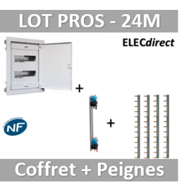 Digital electric - Coffret encastré - IP40 porte métal extra plate - 2R - 24 mod peignes Legrand - 07434+405000+404926x4