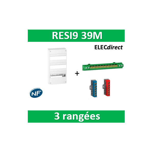 Coffret électrique 3 rangées 13 modules Schneider Resi9 R9H13403