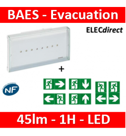 Legrand - BAES d'évacuation ECO1 standard à LEDs 45lm-1h plastique IP43-IK07 SATI Autodiag - Réf : 062525