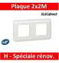 Legrand Mosaic - Plaque 2 x 2 modules - 2 postes (4M) - pour rénovation - en. 57mm - horizontal - 078864