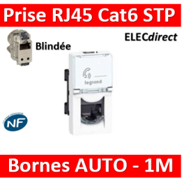 Legrand Mosaic - Prise RJ45 Cat. 6 STP - Blindage métal - 1 module - 076563