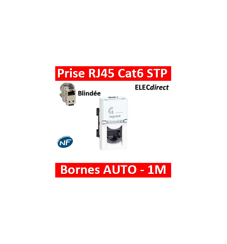 Prise Mosaic RJ45 Catégorie 6 - STP Blindée - 1 Module