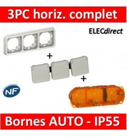 Legrand Plexo - Triple PC - complet - Blanc - horizontal - IP55/IK07 - 069644+069698+080103