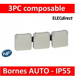 Legrand Plexo - Triple PC précâblées - Blanc - horizontal - 16A - 230V - IP55/IK07 - 069644