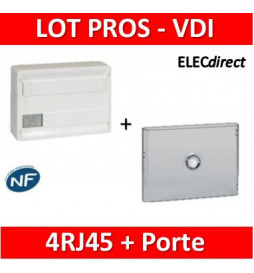 Legrand - Coffret VDI GRADE 2 avec brassage 18M - 4 RJ45 + Porte Drivia transp.18M - 418248+401241