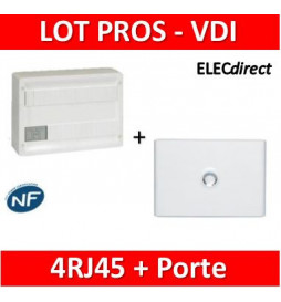 Legrand - Coffret VDI GRADE 2 avec brassage 18M - 4 RJ45+ Porte Drivia 18M - 418248+401231