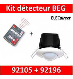 B.E.G - Détecteur + télécommande - détection circulaire - Plafond - Blanc - encastré - 92196+92105