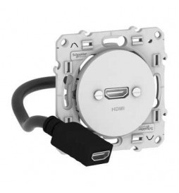 Schneider Odace - Prise HDMI Type A - Blanc - Réf : S520462