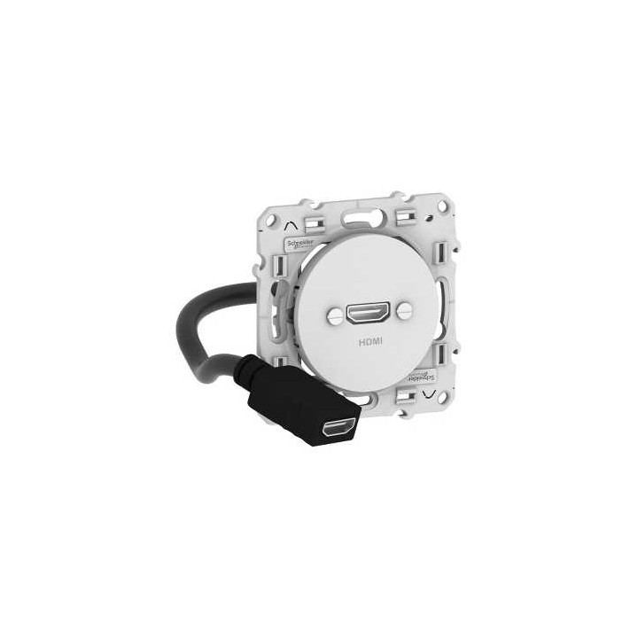 Schneider Odace - Prise HDMI Type A - Blanc - Réf : S520462