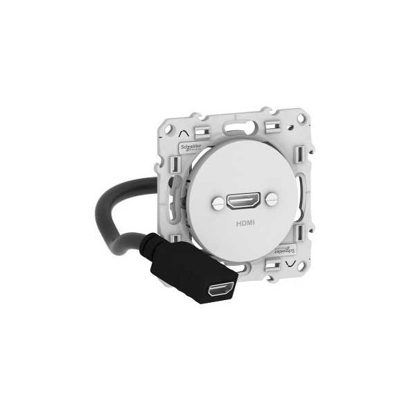 Schneider Odace - Prise HDMI Type A - Blanc - Réf : S520462