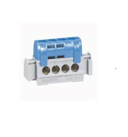 Legrand - Bornier de répartition IP 2X - neutre - 4 connexions 1,5 à 16 mm²- bleu- L 47 mm
