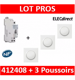 Legrand - Télérupteur CX3 - Unipolaire 16A - 230V + 3 Poussoirs Dooxie - 412408+600004x3+600801x3