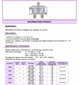 CAHORS - Répartiteur TV/Satellite - 4 sorties F - S4WN