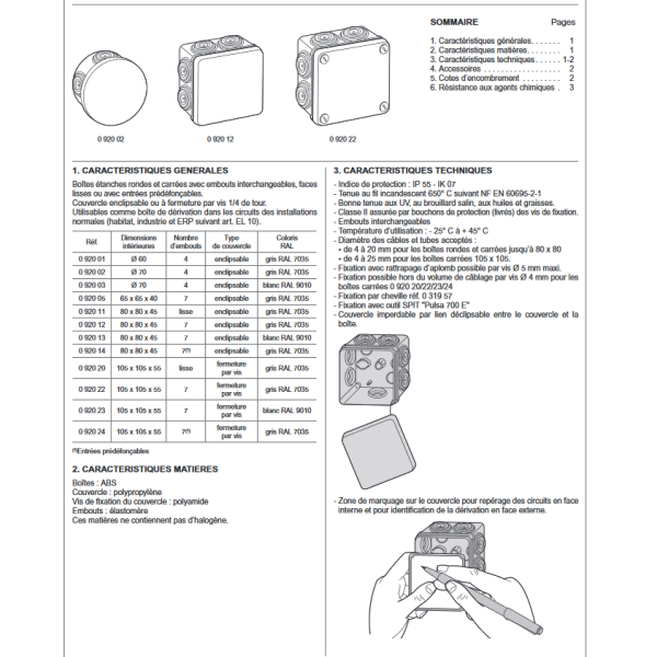 Legrand - LOT de 5 Boîtes de dérivation étanche IP55 - D.70 - Réf. : 092002x5