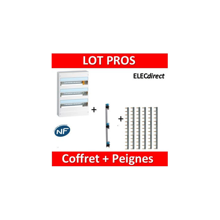 Legrand - Coffret 3 rangées - 18 modules - Peigne V/H - 401223+405001+404928x6
