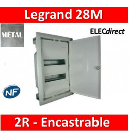Legrand - Coffret encastré - porte métal extra plate - 2 rangées - 24+4 mod - 001532