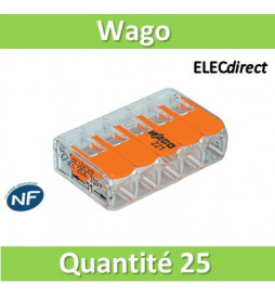 WAGO - Boîte de 25 Bornes auto fils Souple / Rigide 5 x (0.08 à 4mm2) - WAG 221-415