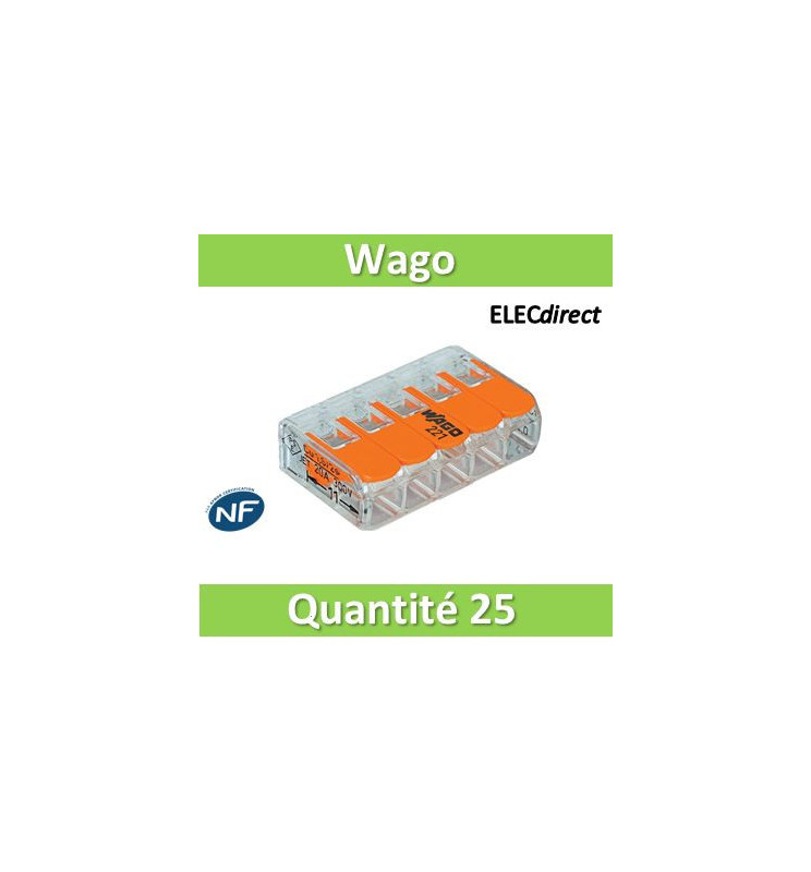 WAGO - Boîte de 100 Bornes auto fils rigide 5 x 2,5mm2 - WAG 2273-205 -  ELECdirect Vente Matériel Électrique