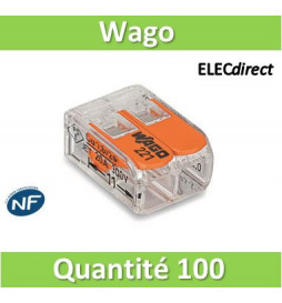 WAGO - Boîte de 100 Bornes auto fils Souple / Rigide 2 x (0.08 à 4mm2) - WAGO 221-412