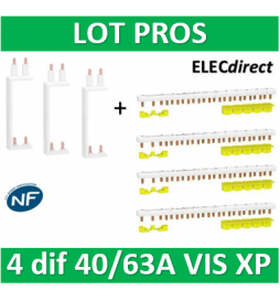 Schneider - LOT XP - 80A - Dif. 25/40/63A à Dif. 25/40/63A + peignes Phase+Neutre - R9PXVx3+R9PXH213x4