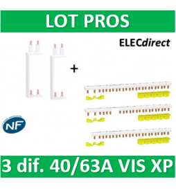 Schneider - LOT RESI9 XP - 80A - Dif. 25/40A à Dif. 25/40/63A + peignes Phase+Neutre - R9PXVx2+R9PXH213x3