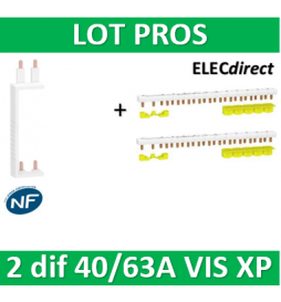 Schneider - LOT XP RESI9- 80A - Dif. 25/40/63A à Dif. 25/40/63A + peignes Phase+Neutre - R9PXV+R9PXH213x2