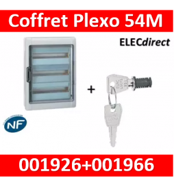 Legrand - Coffret étanche Plexo 54 modules - 3 rangées - IP65/IK09 + serrure- 001926+001966