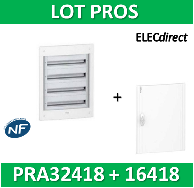 Schneider - Coffret électrique PRAGMA - encastré - 4R de 18M + porte opaque - PRA32418+PRA16418