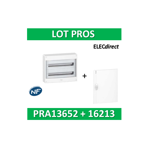 Schneider - Coffret électrique PRAGMA 26 modules - 2R de 13M + porte opaque - PRA13652+PRA16213