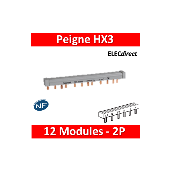 Legrand - Peigne d'alimentation HX³ - 2P / 3 phases - bornes à vis - - 12  mod - 404940 - ELECdirect Vente Matériel Électrique
