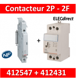 Legrand - Contacteur de puissance 2P bobine 230V - 63A - 2F - 2M + auxiliaire - 412547+412431