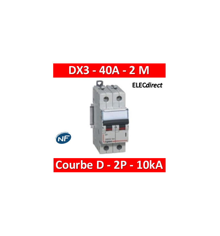406887 Legrand Disjoncteur 40A 1P+N Courbe C - 4,5/6kA DX3