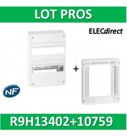 Schneider - LOT PROS - Coffret électrique RESI9 26 modules - 2 rangées de 13M + rehausse - R9H13402+R9H10759