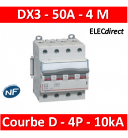 Legrand - Disjoncteur 4P DX3 50A - 10kA - courbe D - Réf : 408122