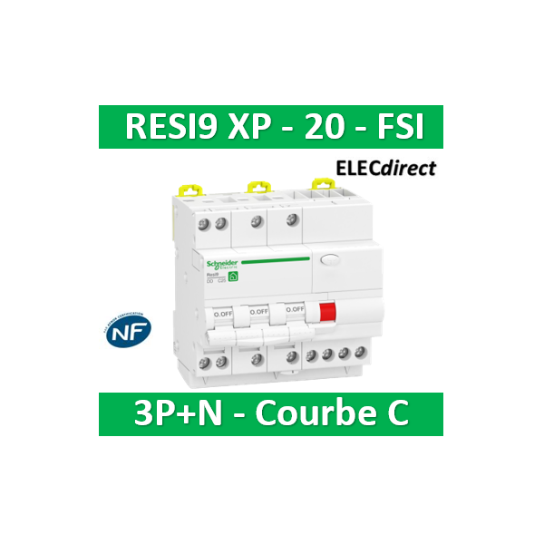 Disjoncteur Phase + neutre embrochable Resi9 SCHNEIDER ELECTRIC 20A