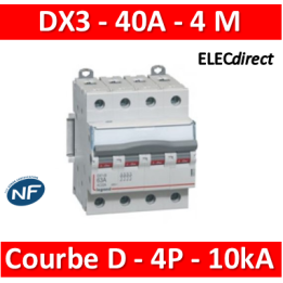 Legrand - Disjoncteur 4P DX3 40A - 10kA - courbe D - Réf : 408121