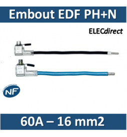 Klauke - Embout de raccordement EDF Phase+Neutre - 60A - 16mm2 - EBCPAU35M16N + EBCPAU35M16B