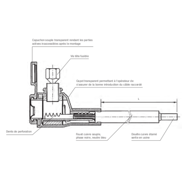 Klauke - Embout de raccordement EDF Phase + Neutre - 60A - 16mm2 - Longueur 300mm - Réf : EBCPAU35M16LOT