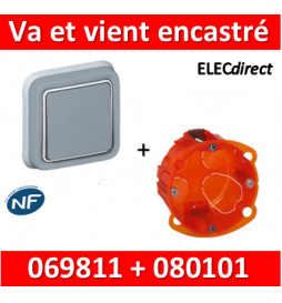 Legrand Plexo - Va-et-Vient encastré + boîte Batibox - IP55/IK07 - 069811+080101